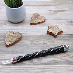 Twisted Healing Wand - Silver Rock Quartz Sphere product image 2