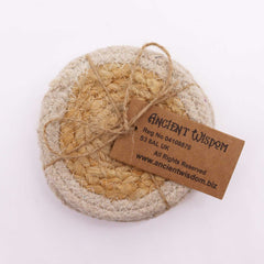 Natural Coaster - Jute & Cotton 10cm (set of 4) - Ivory Boarder product image 2