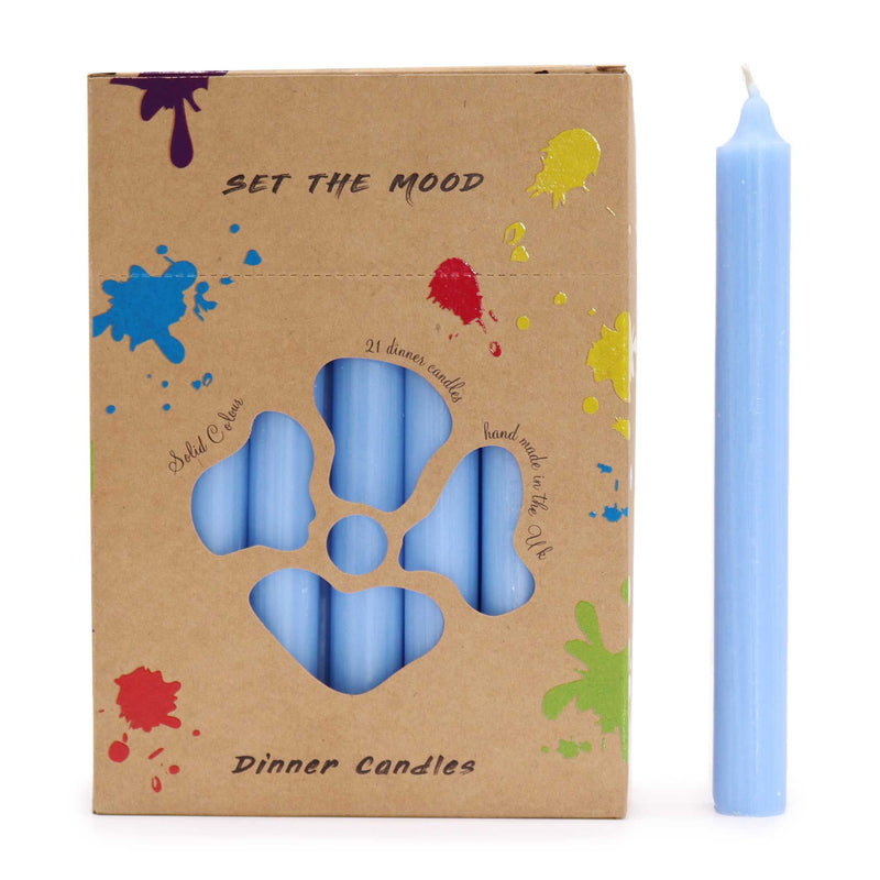 Solid Colour Dinner Candle Set - Pack of 21 - Rustic Sea Blue product image