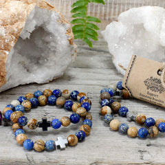 Set of 2 Gemstones Friendship Bracelets - Support - Sodalite & Picture Stone product image 2