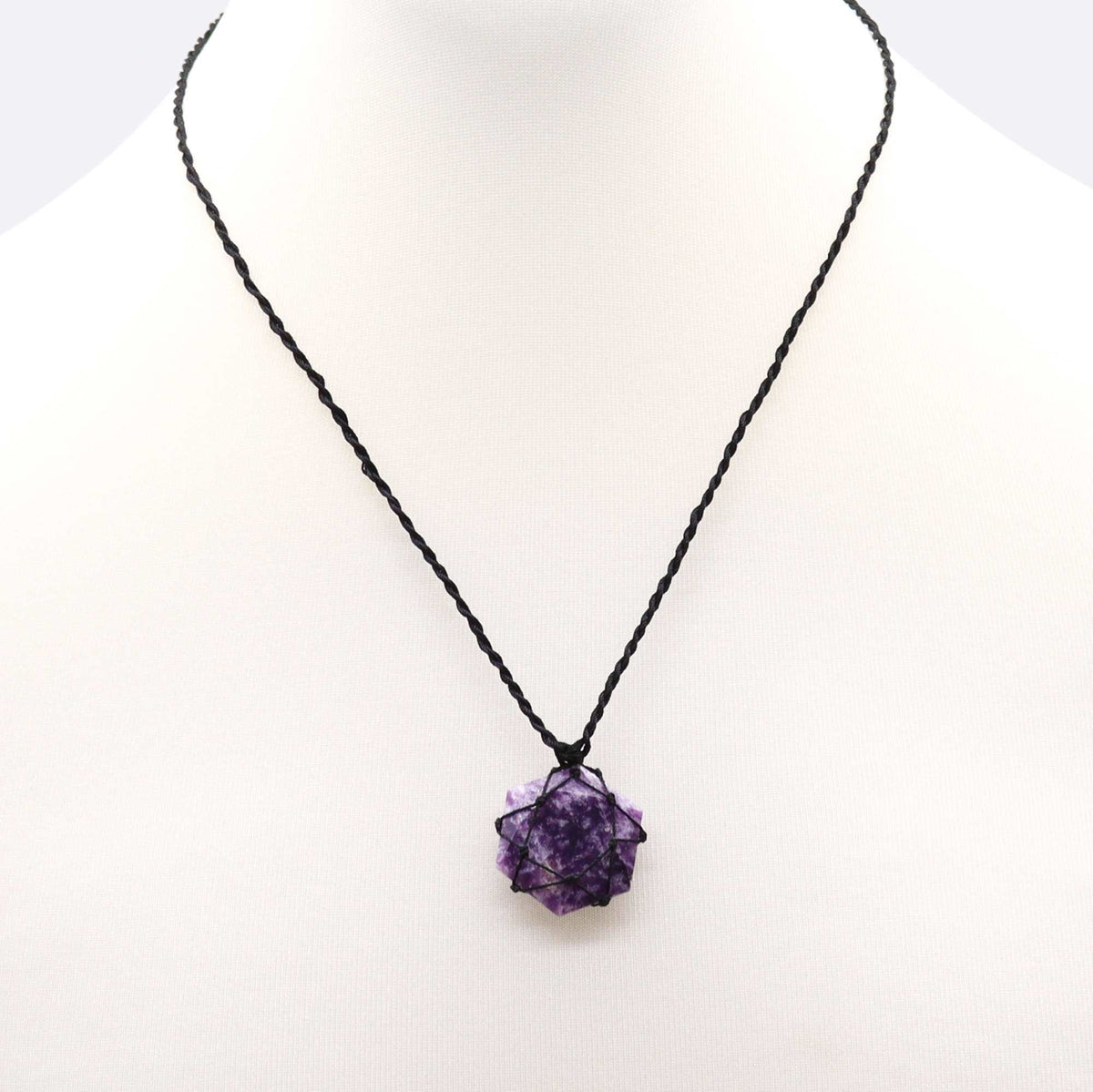 Laced Gemstone Hexagon Pendant - Lepidolite product image 2