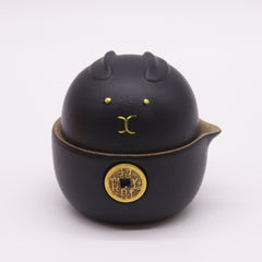 Money Cat Teapot Set - Two Cups - Travel Pack - Black product image 4