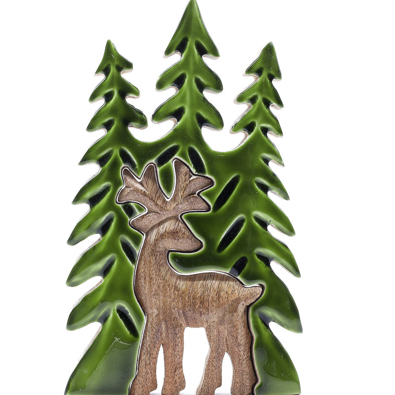 Lost in the Forrest - Stag in the Forrest 3D Wooden Decoration - 25x15cm product image