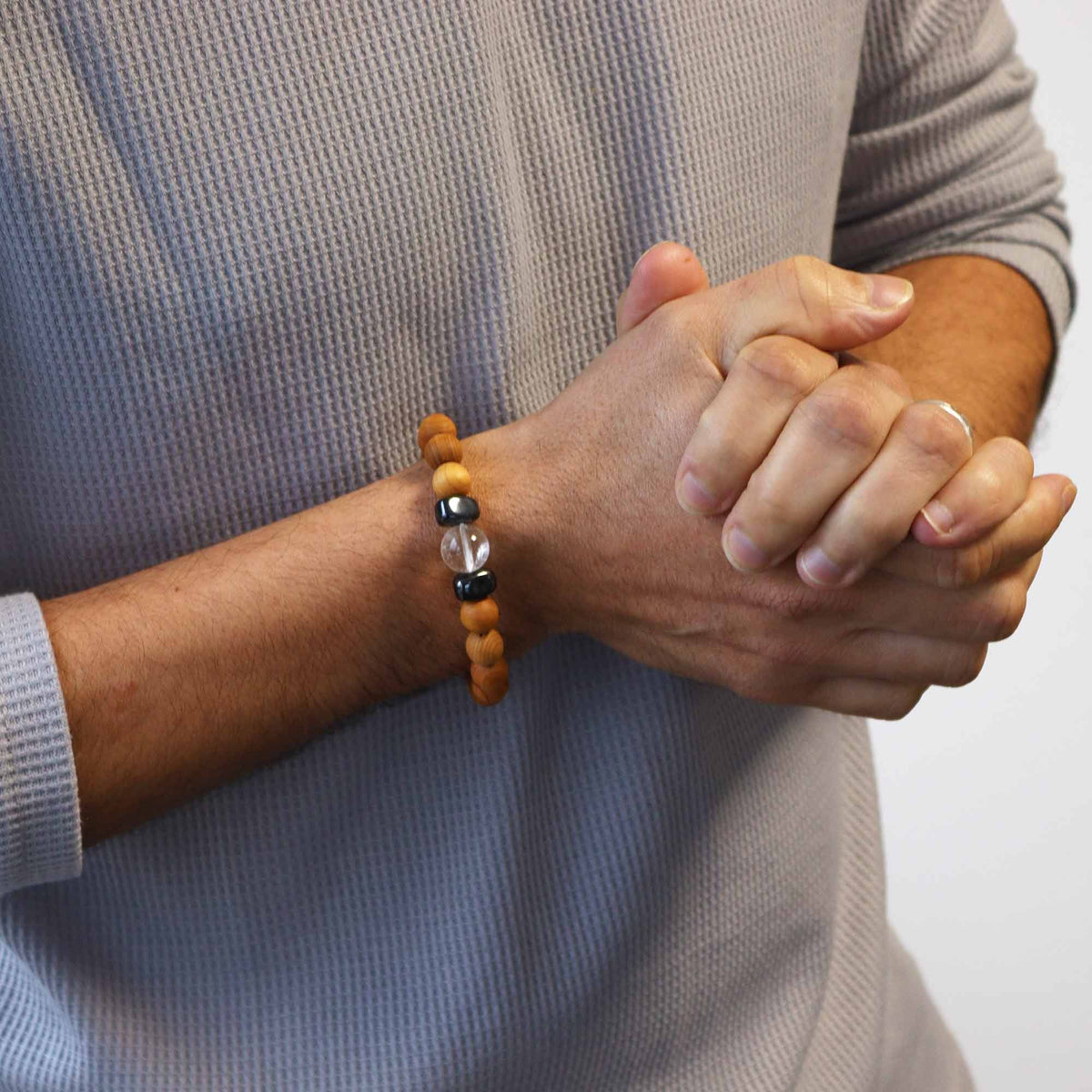 Cedarwood Crown Chakra Bangle with Clear Quartz product image 3