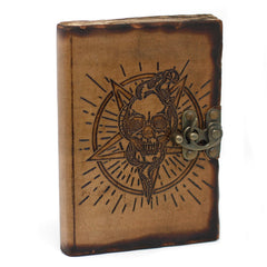 Leather Pentagon & Skull with Burns Detail Notebook (7x5") product image