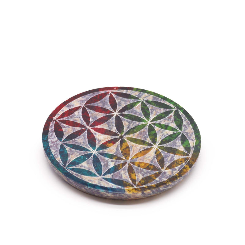 Soapstone Disc Incense Holder - Flower of Life product image