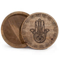 Big Round Box 17.5x7.5cm - Hamsa Black Engraved product image