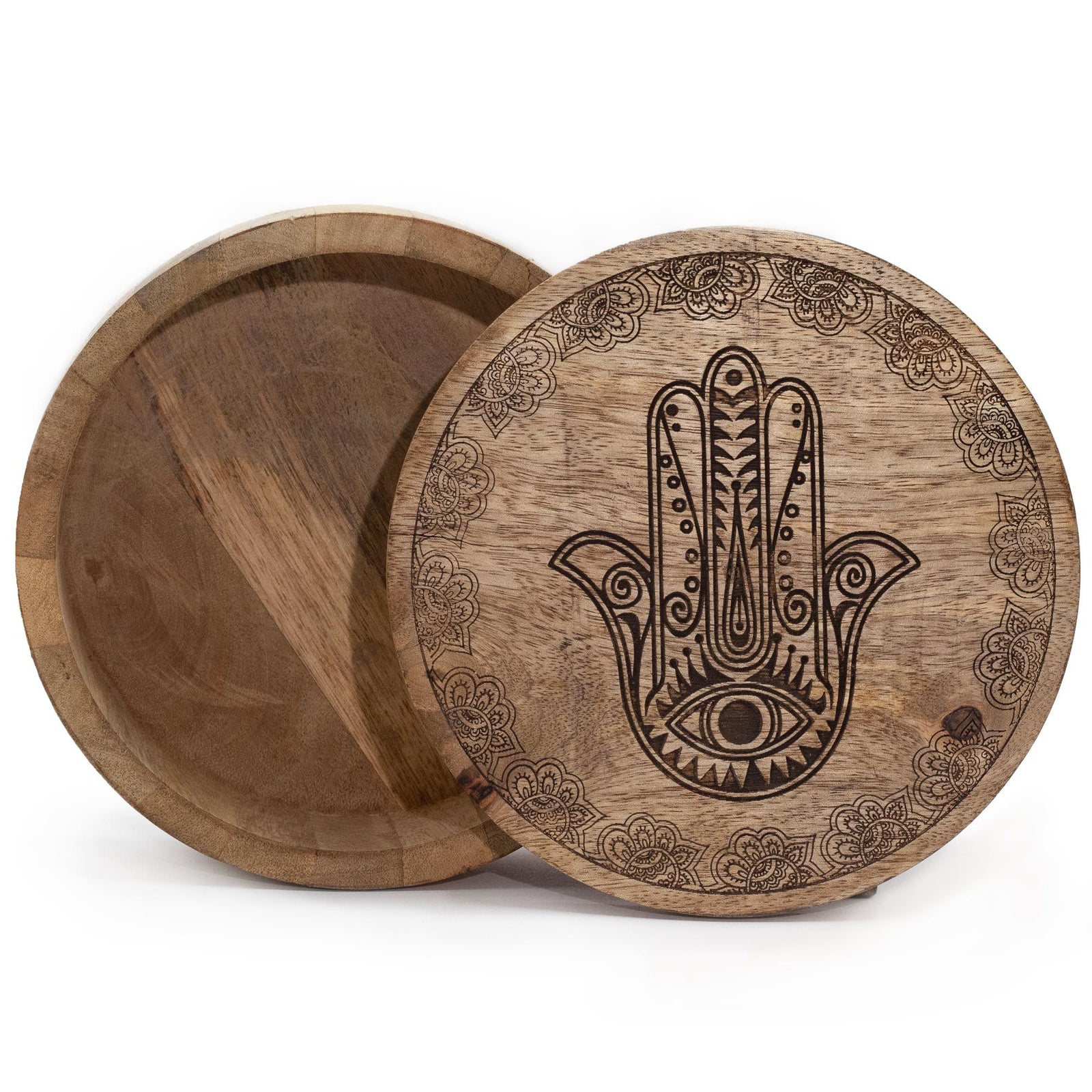 Big Round Box 17.5x7.5cm - Hamsa Black Engraved product image