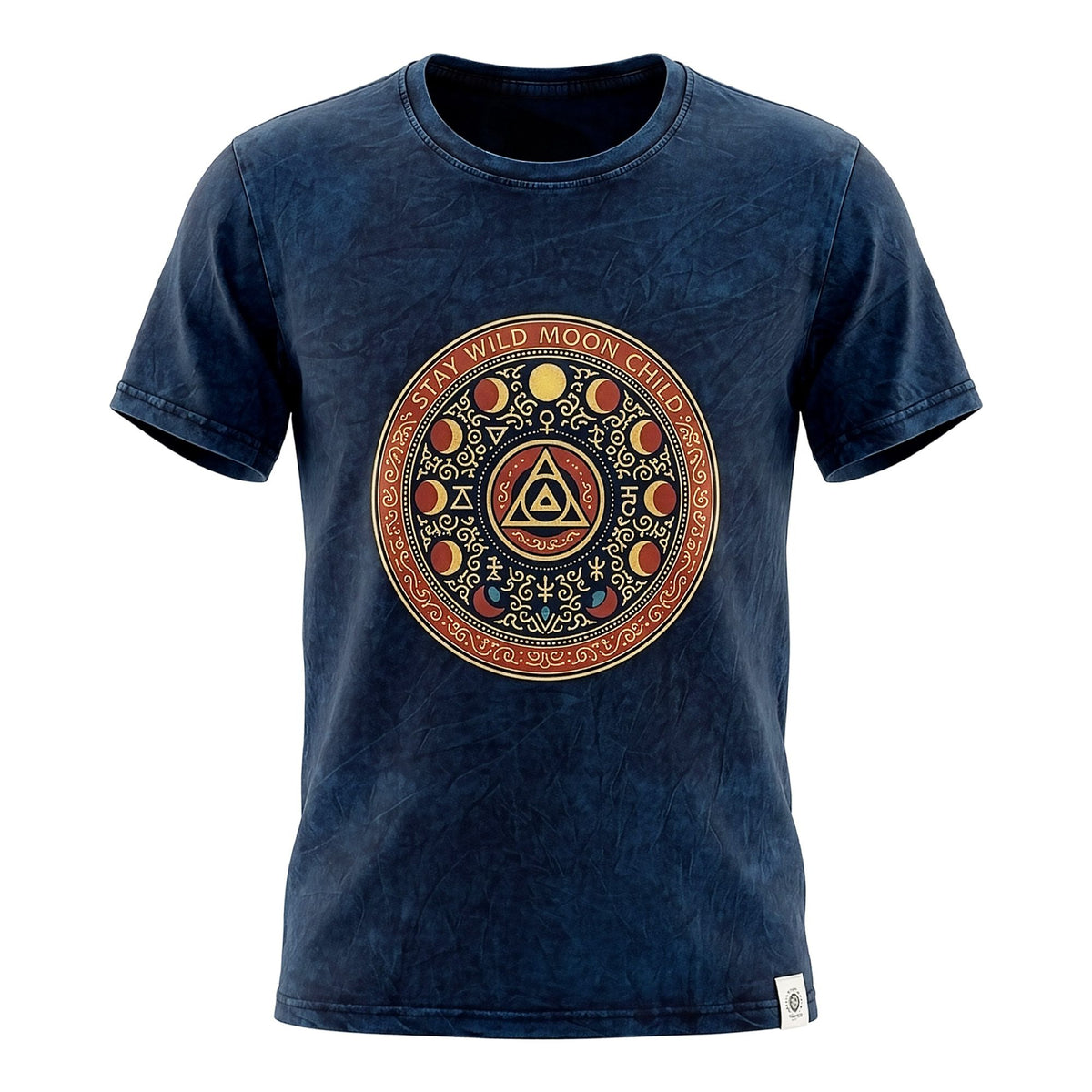 Nomad Sari Stonewashed Cotton T-Shirt - Stay Wild Moon Child - Blue - Large product image