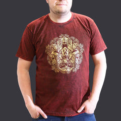 Nomad Sari Stonewashed Cotton T-Shirt – Hamsa – Maroon – XL product image 2