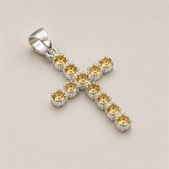 Indian Devotional Pendant - Silver Plated (45cm Chain)- Citrine Crucifix product image 2