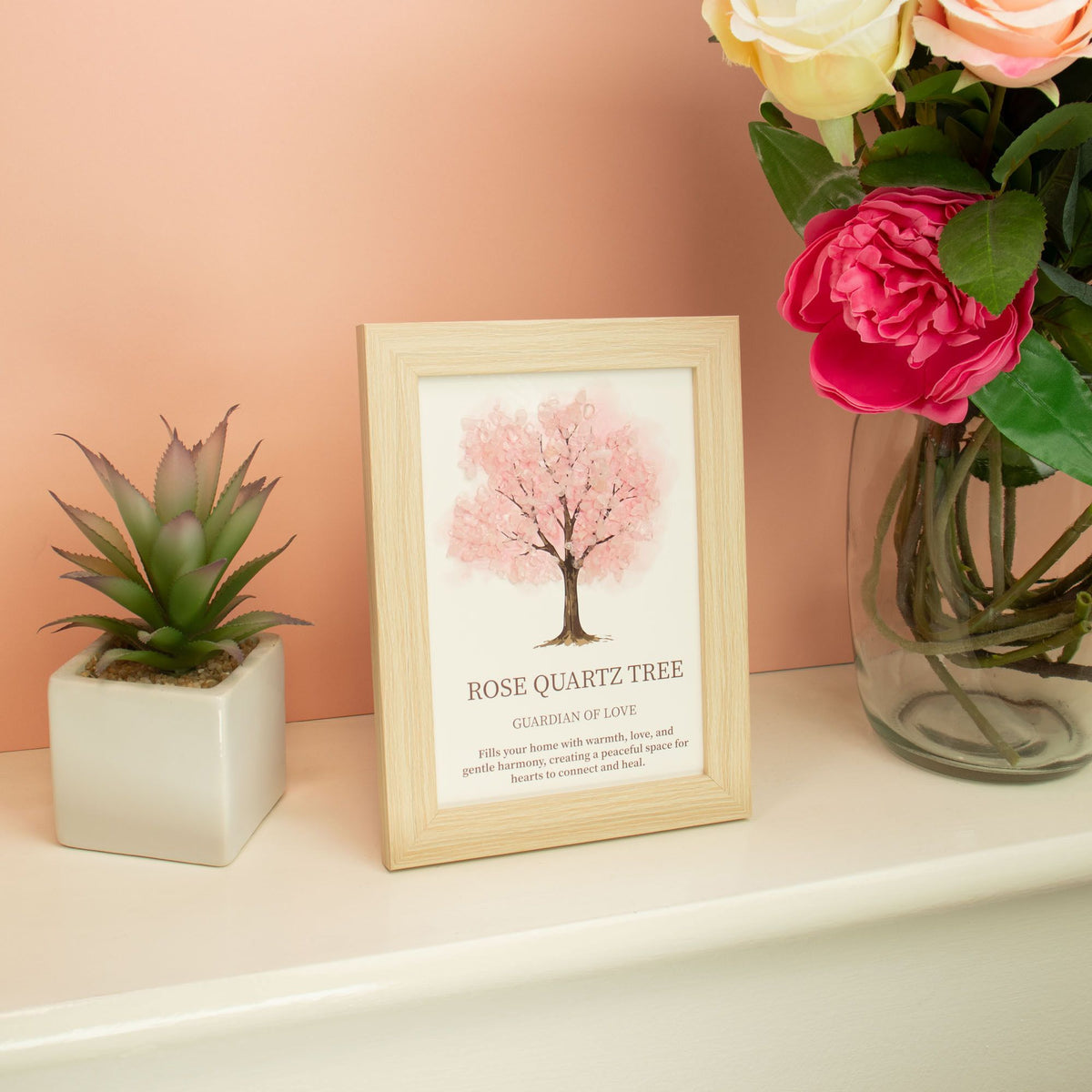 Gemstone Picture - Tree of Life - Rose Quartz (20x14.7x1cm) product image 2