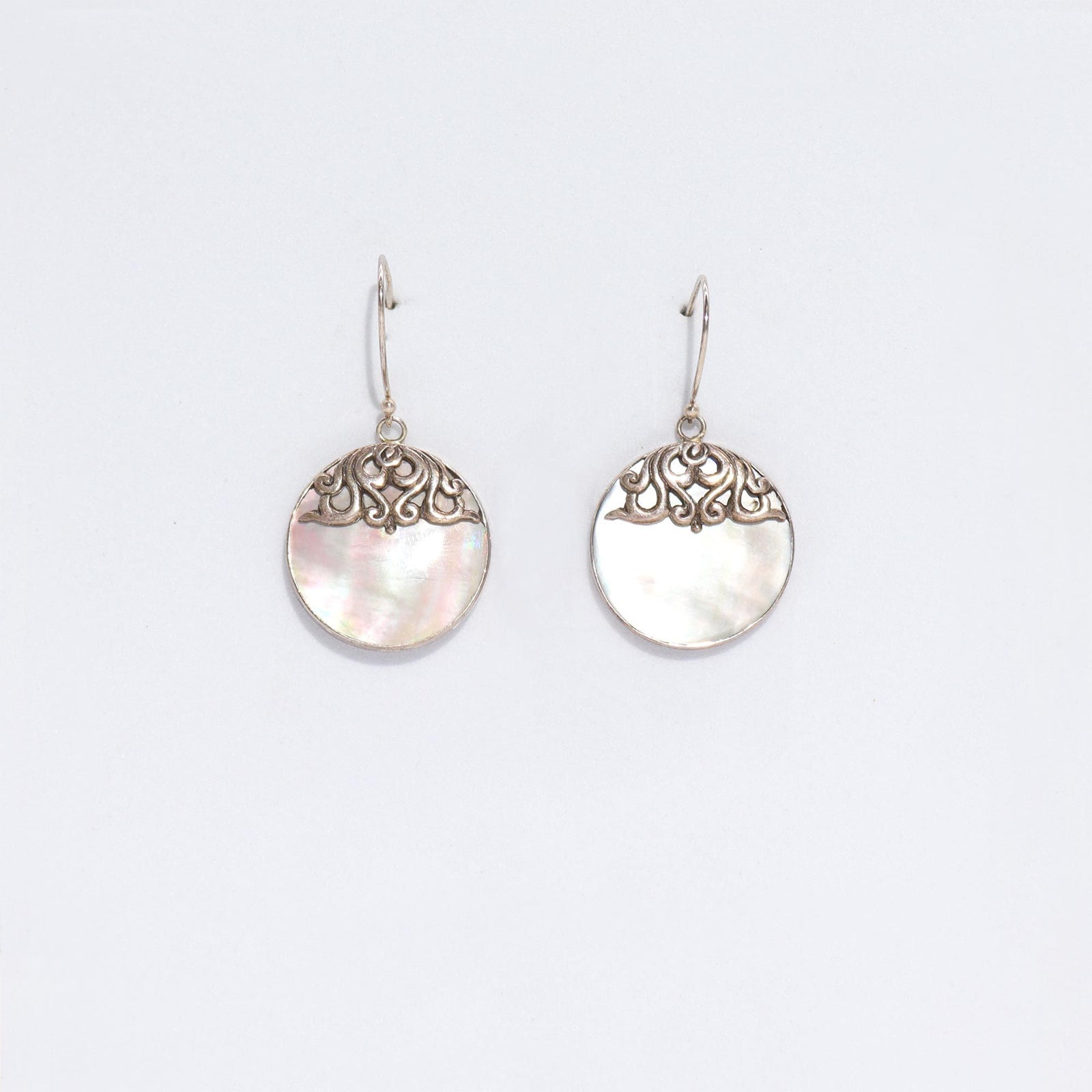 Shell & Silver Earrings - Classic Disc - MOP product image