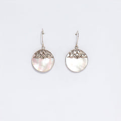 Shell & Silver Earrings - Classic Disc - MOP product image