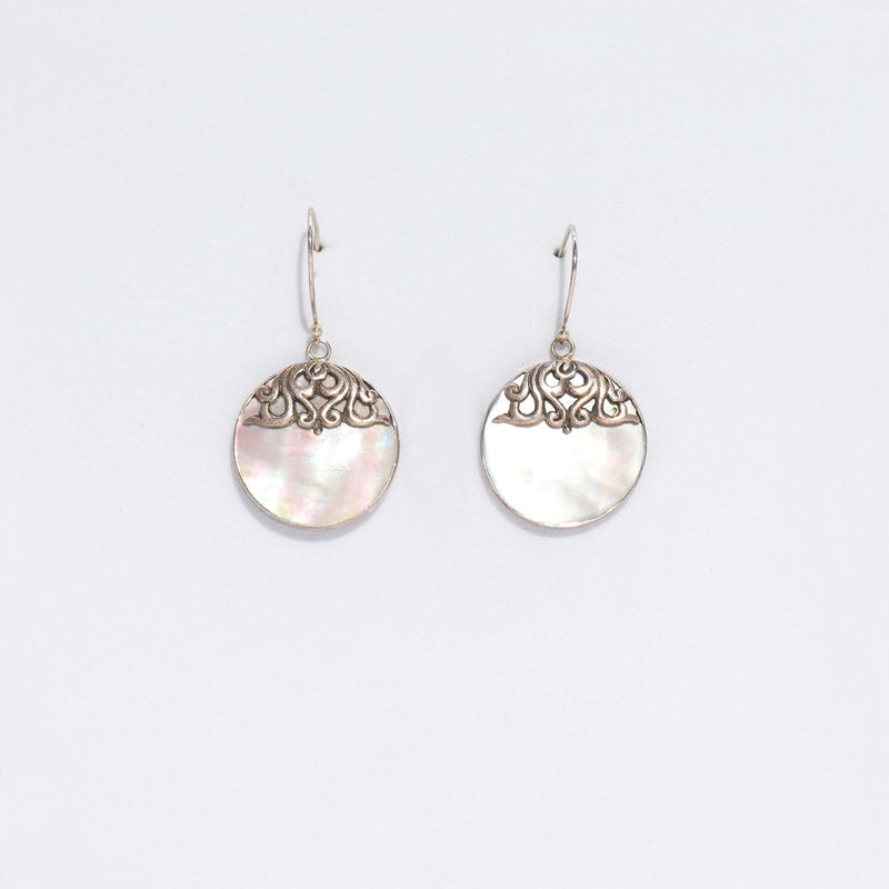 Shell & Silver Earrings - Classic Disc - MOP product image