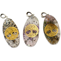 Orgonite Power Pendant - 7 Stone Chakra Oval with Tree product image 3