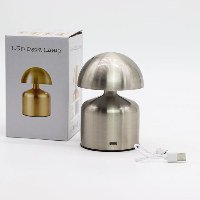 Touch Lamp - Dome Mushroom Silver - USB (C) - Rechargable (400 Watt)