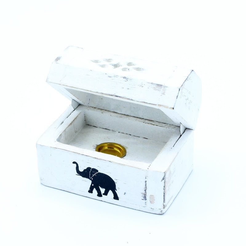 White Washed Incense Holder - Cone Smoke Box 8 cm product image