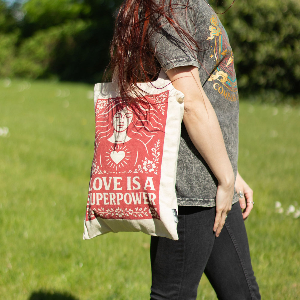 Nomad Sari Iconic Toni Tote Bag - Love is a Super Power - Natural 10oz product image 6