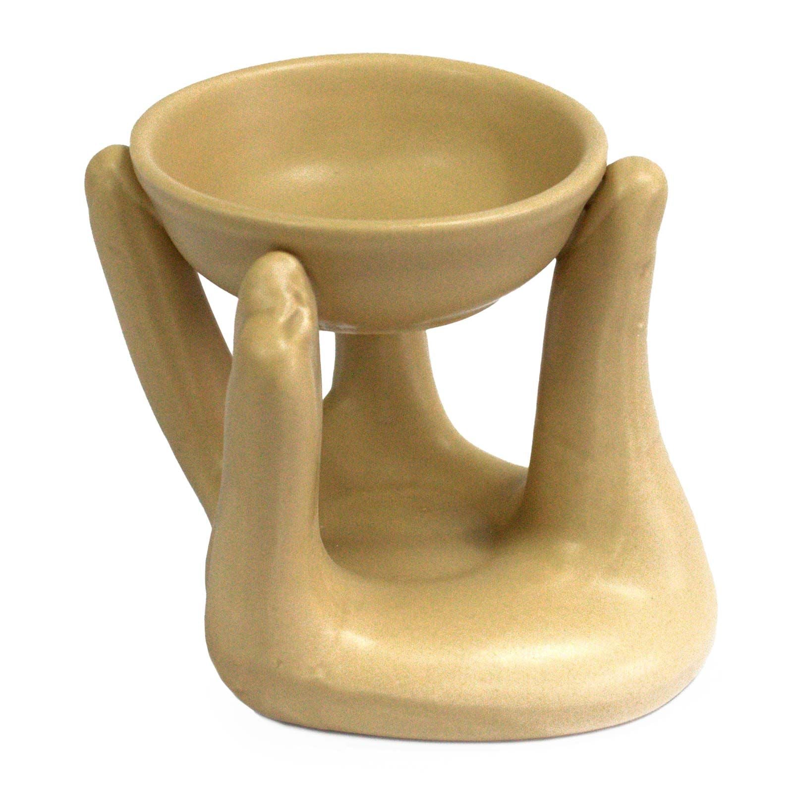 Open Hands Oil Burner - Tan product image