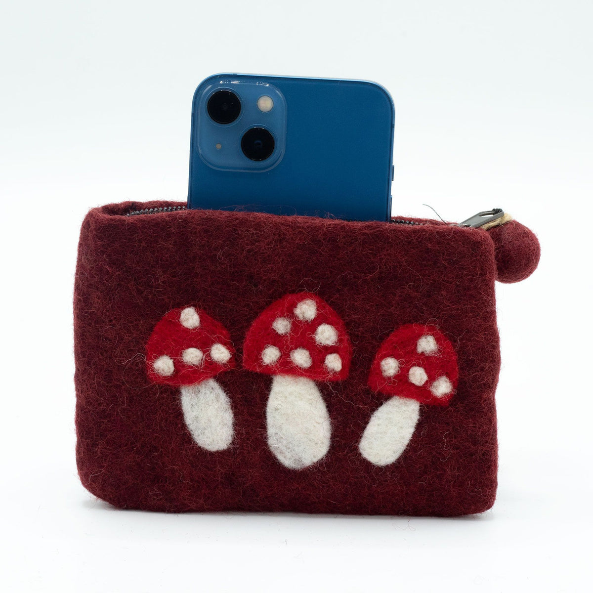 Natural Felt Zipper Pouch (asst) - Wild Mushrooms product image
