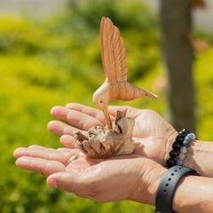 Handmade Parasite Wood Art Carving - Nectar Drinking Hummingbird product image 2