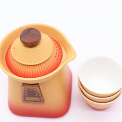 Temple Teapot Set & Three Cups - Orange Earth product image 4