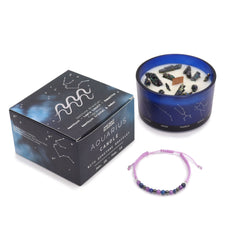 Zodiac Crystal Candle with Gemstone Bracelet - Aquarious product image 5