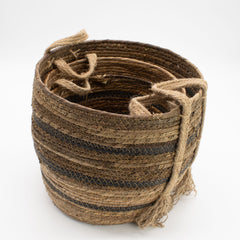 Bananna Leaf & Seagrass Large Baskets - Natural Browns- Set of 3 product image 2