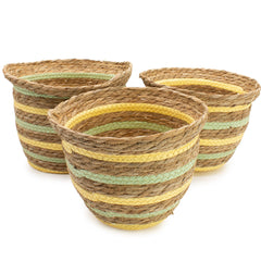 Seagrass & Straw Vase Shaped Baskets - Natural Yellow & Green - Set of 3 product image 4