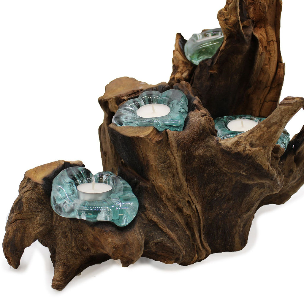 Molton Glass Five Candle Holder on Wood product image 7
