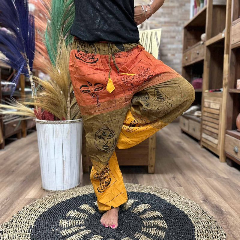 Yoga and Festival Pants - High Cross Himalayan Print on Orange product image