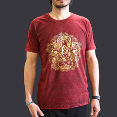 Nomad Sari Stonewashed Cotton T-Shirt – Hamsa – Maroon – Medium product image 3