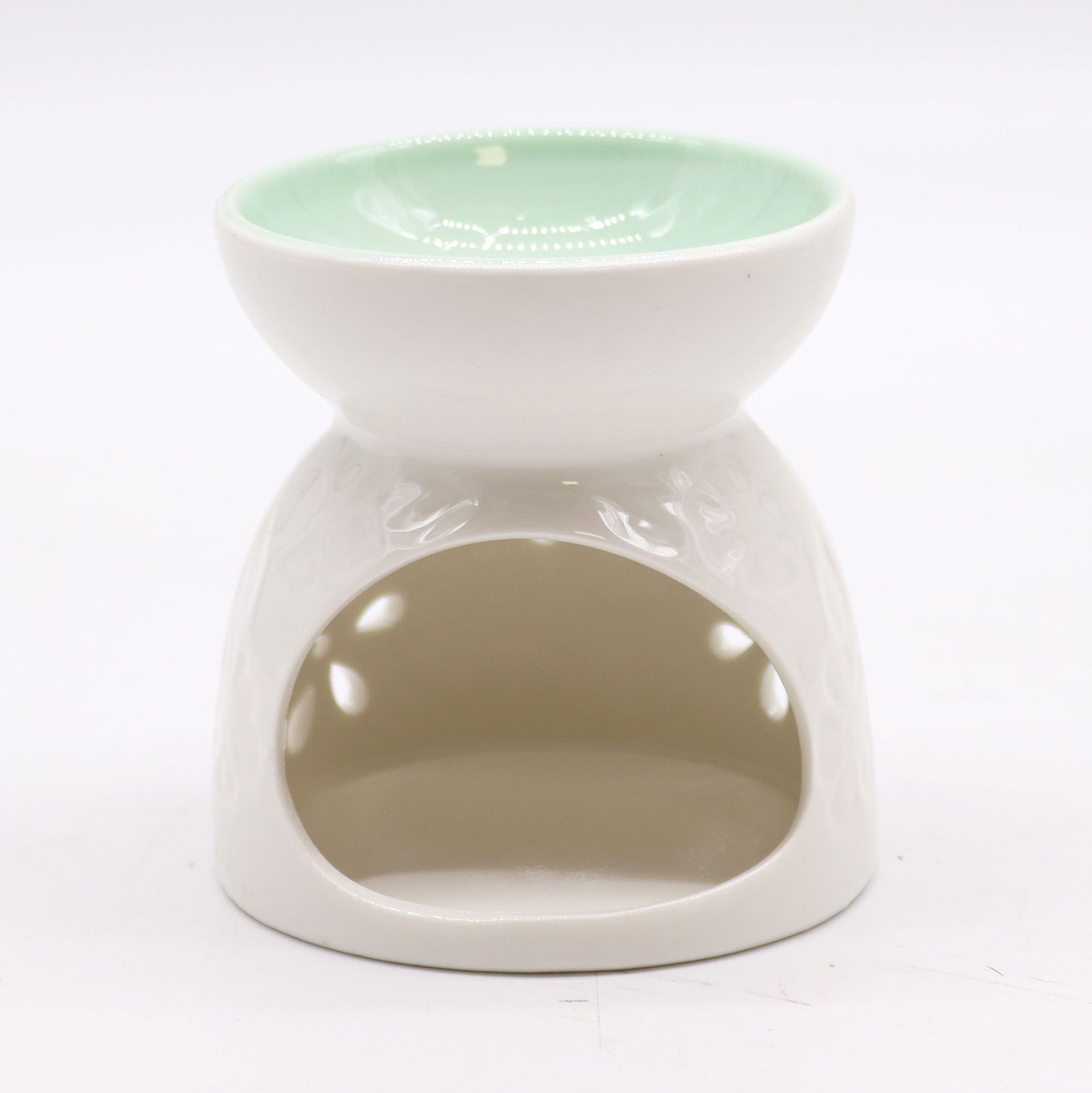 Classic White Oil Burner - Floral with Teal Well product image