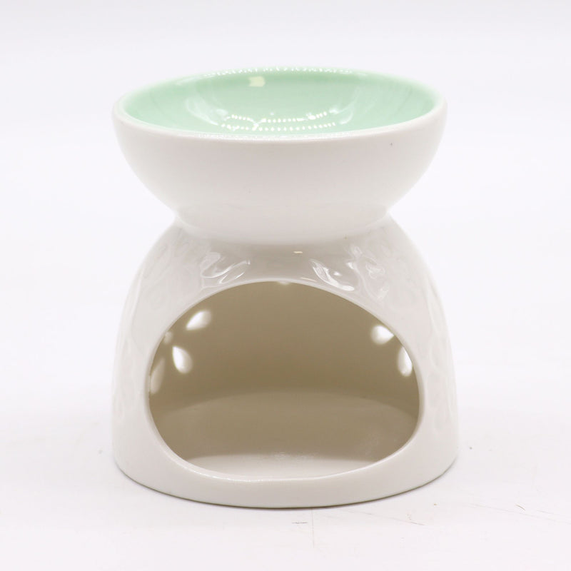 Classic White Oil Burner - Floral with Teal Well product image