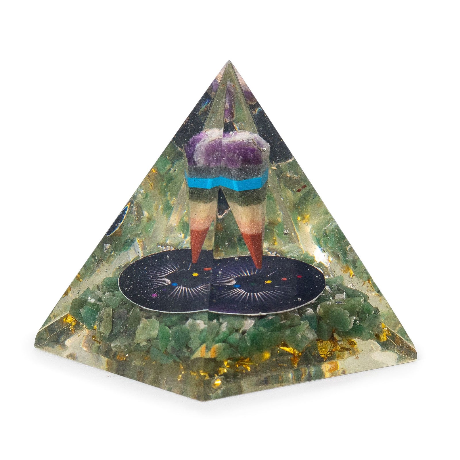 Med Organite Pryamids 7x6cm - Pendulum - Green Adventurine Chips product image