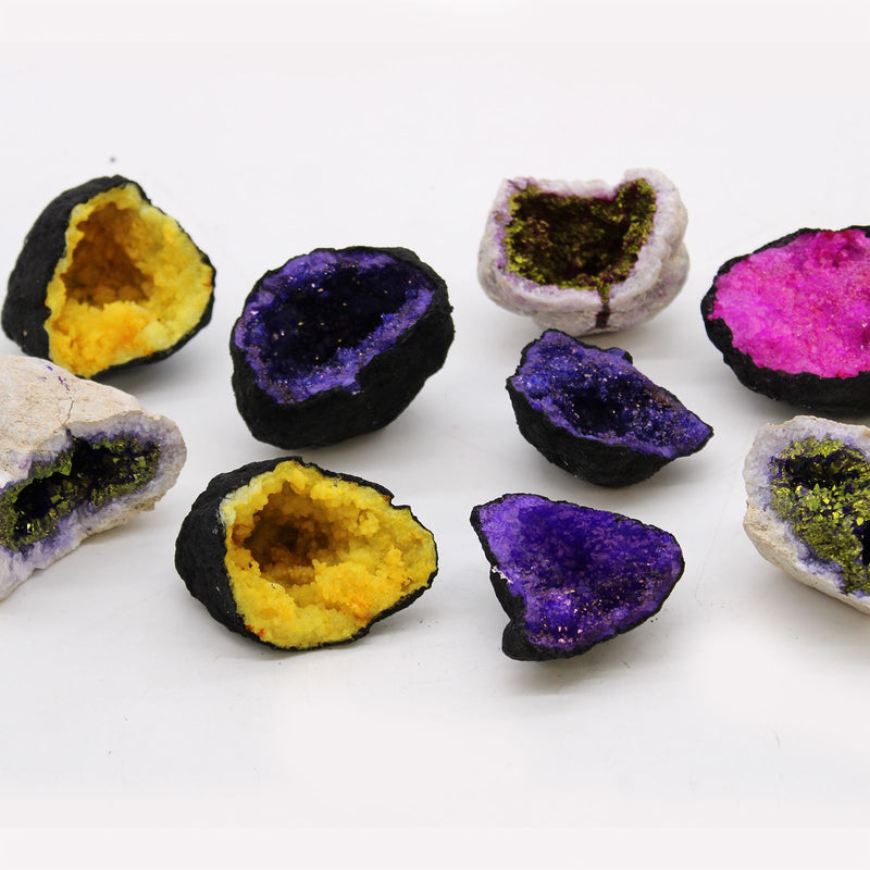 Coloured Calsite Geodes - Black Rock - Dark Red / Pink product image