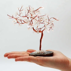 Lrg Gemstone Tree - Rock Quartz on Black Agate Base (100 stones) product image 2
