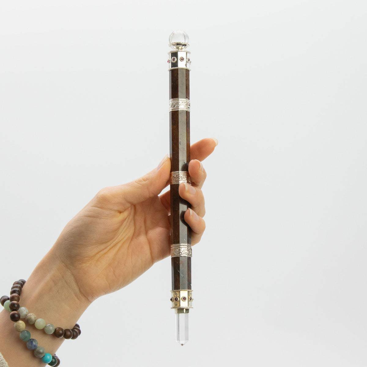 Bloodroot Soverign Wand -Extra Long Fancy Jasper Magic- Crystal Ball top - 26cm product image 4