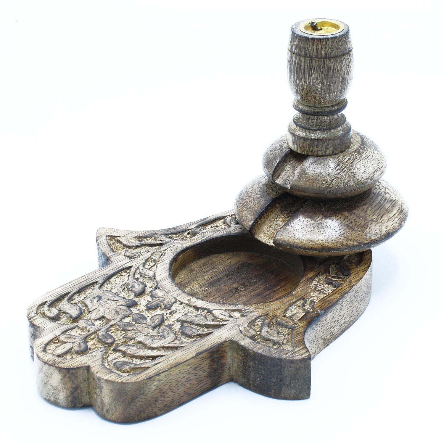 Med Mango Wood Backflow Burner - Hamsa product image