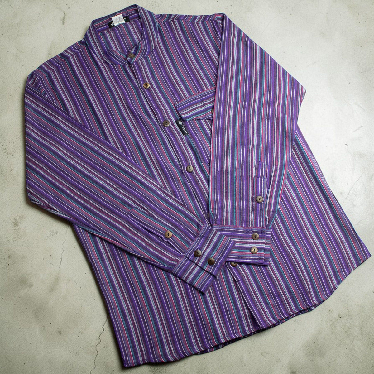 Nomad Sari Grandad Shirt - Black Purple - Large product image 4
