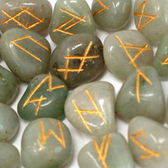 Runes Stone Set in Pouch - Green Aventurine product image