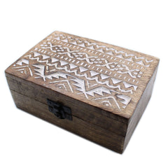 White Washed Wooden Box - 6x4 Slavic Design product image