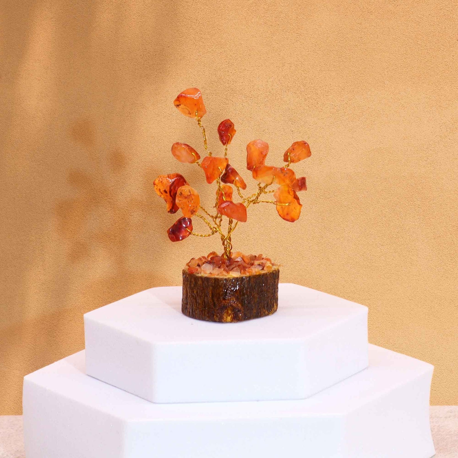 Mini Gemstone Tree On Wood Base - Carnelian (15 stones) product image