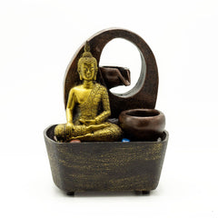 Tabletop Water Feature - 21.5cm - Golden Buddha & Pots product image 2