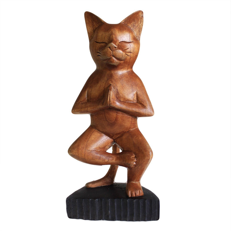 Handcarved Yoga Cats - One Leg product image