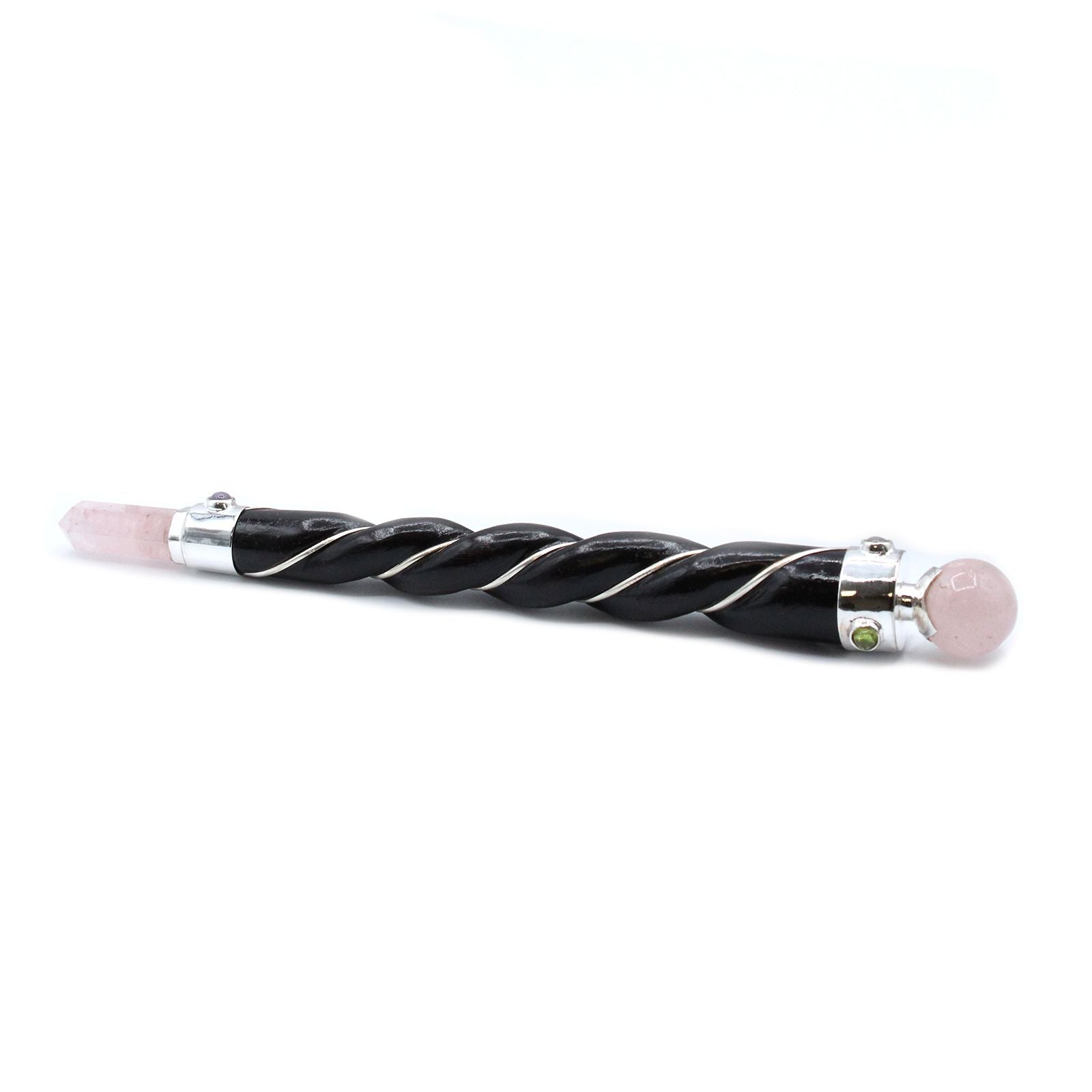 Twisted Healing Wand - Silver Rose Quartz Sphere product image