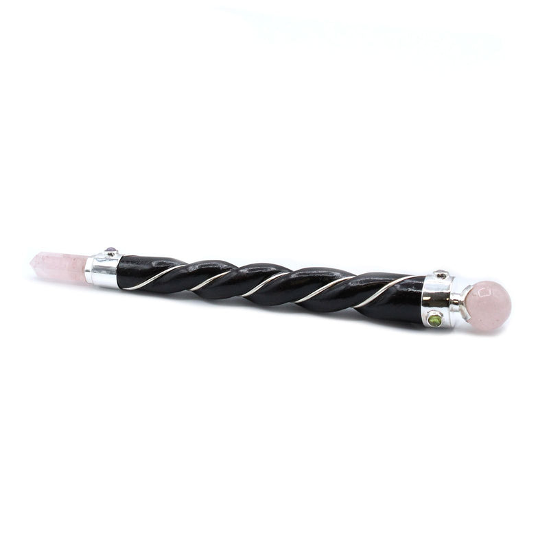 Twisted Healing Wand - Silver Rose Quartz Sphere product image