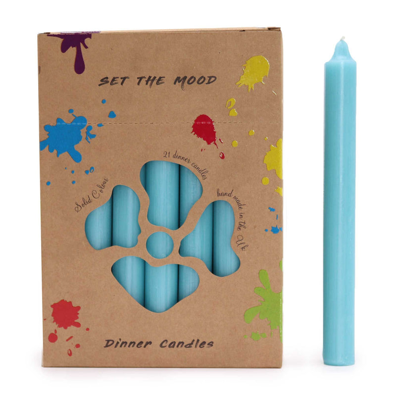 Solid Colour Dinner Candle Set - Pack of 21 - Rustic Aqua product image