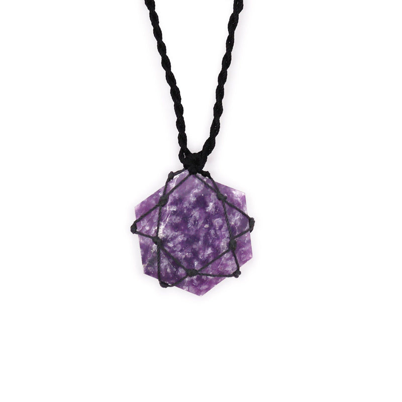 Laced Gemstone Hexagon Pendant - Lepidolite product image